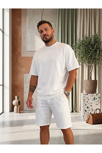 PUMAS Men's Oversize Modal Comfort Double T-Shirt and Shorts Cotton Set