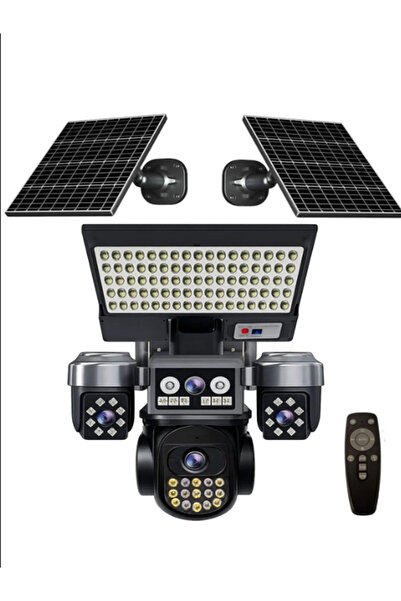 O-KAM OK334 12MP 4 Lens 4G 3 Solar Panel AOV Gece Görüş Sesli Konuşma Kamera Projektör