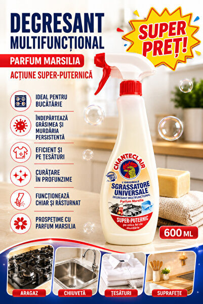 Chanteclair Degresant Marsilia 600 ml, Soluție Curățare Multisuprafețe, Degre...