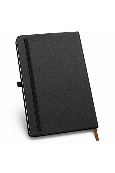 beyra decor Black Hard Cover Notepad 20X13 cm 81 Sheets Lined Notebook with E...