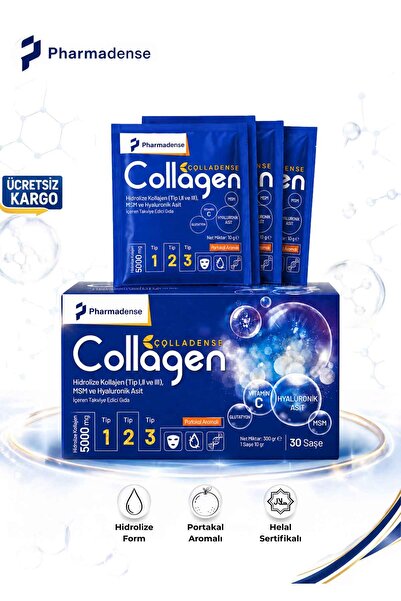 Pharmadense Colladense Collagen Kolajen 30 Saşe 5.000 Mg Tip 1 Tip 2 Tip 3 Po...