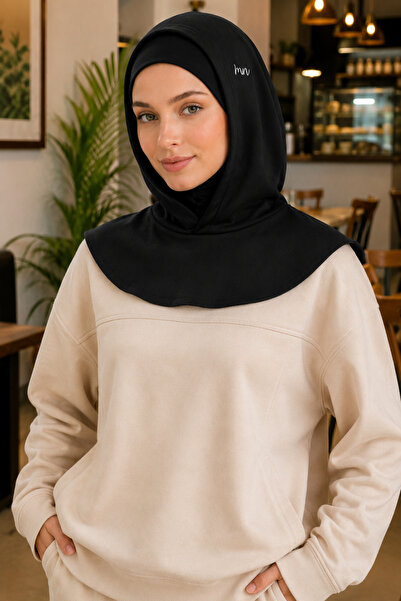 Merve Nayir Black Hooded Practical Bonnet Athletic Hijab Sports Hijab Bonnet ...