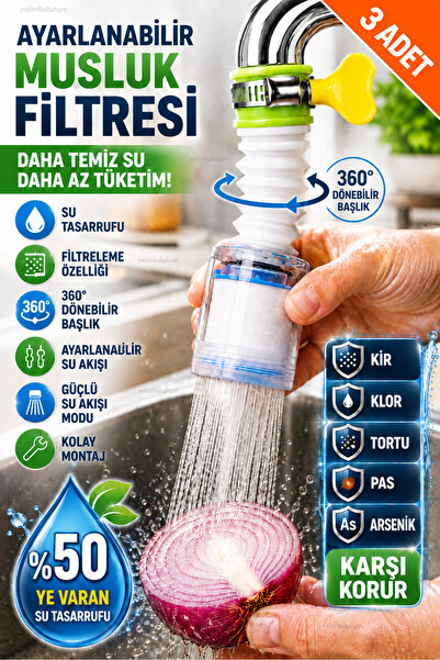 nelerbulurum 3 Pcs 360-Degree Rotatable Rust Sediment Chlorine Anti-Limescale...