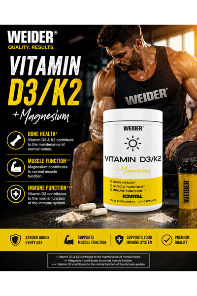 Weider Vitamin D3 K2 Magnesium Magnezyum – 120 caps