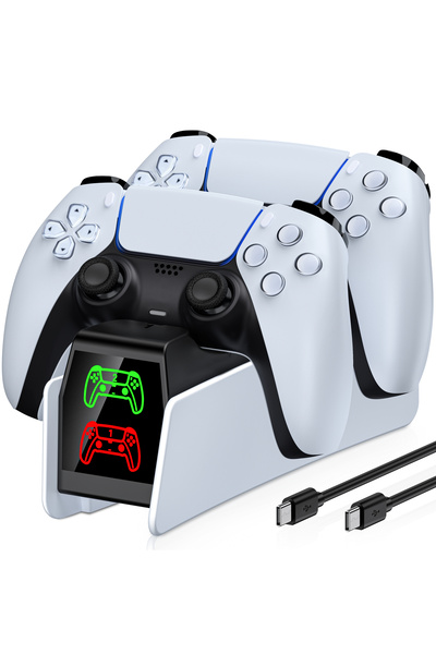 choice2 محطة شحن FC304 لجهاز PS5 من نوع C مع إضاءة RGB، حامل شحن مزدوج لجهاز ...