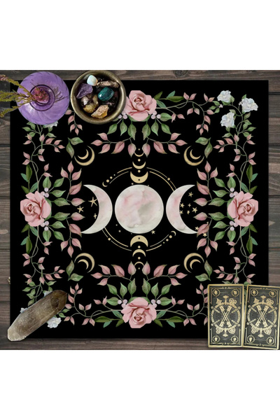 Choice 49x49cm JP114 1PC, Triple Moon Flower and Plant Altar Cloth, Altar Clo...