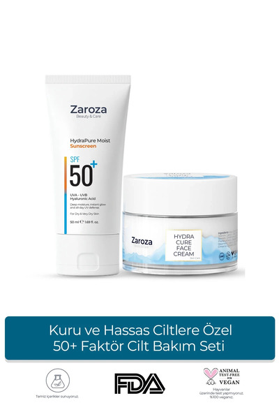 ZAROZA Kuru ve Hassas Ciltlere Özel 50+ Faktör Cilt Bakım Seti
