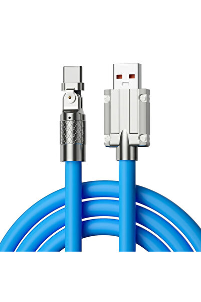 choice2 1m Blue Type C Data Line 120w Fast Charging 6A 180 Rotating Ultra Fas...