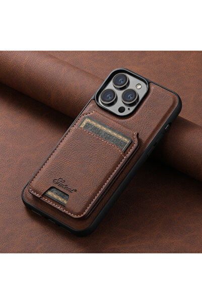 Choice For iPhone 15 ProMax Brown Wallet Phone Case Card Holder Leather Magne...