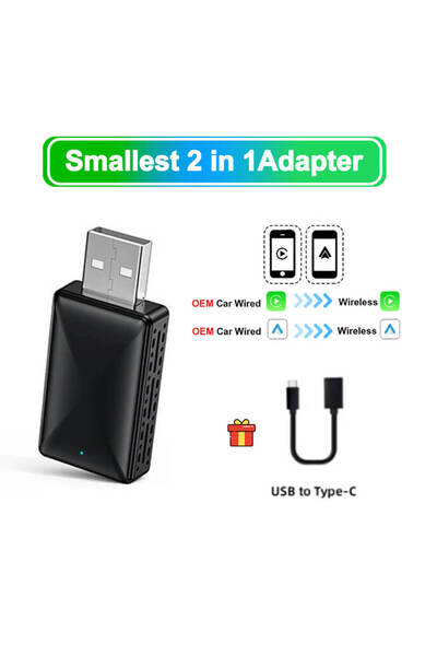 Choice 2 in 1 adapter 2in1 Wireless CarPlay Android Auto Adapter Wired to Wir...