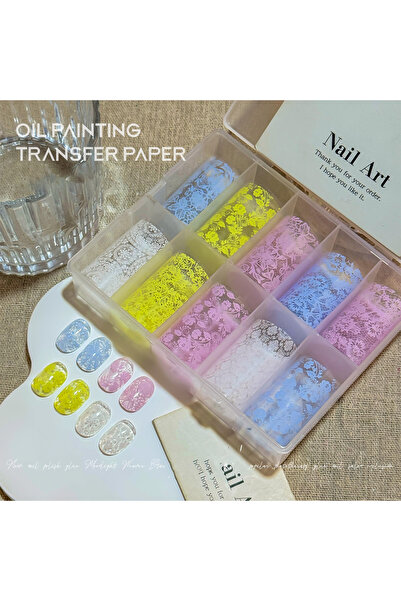 Choice1 Colorful 1 Box New Macaron Color Lace Nail Transfer Decals Black Whit...
