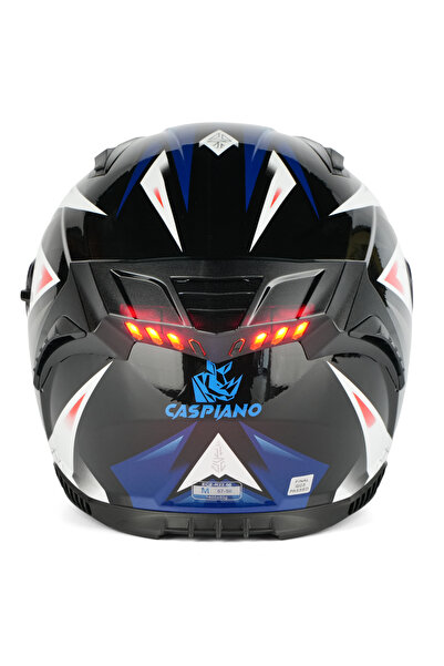 HOMER Full-Face Led Işıklı Motosiklet Kaskı Black /Blue/ Red ECE-R 22.06 Sertifikalı