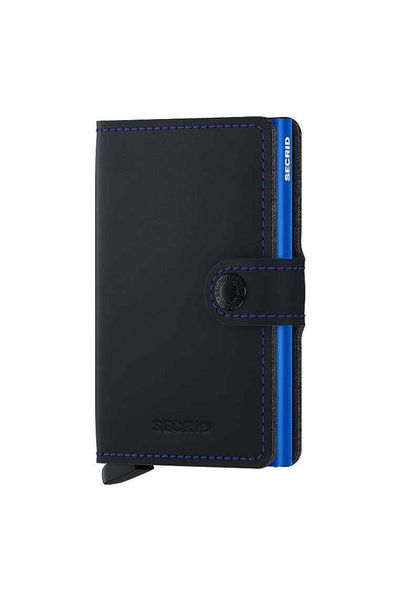Secrid Miniwallet Matte Card Holder Wallet, Black-Blue