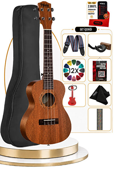 Midex Ct-24Mt Concert Ukulele Set (Bag Strap Plectrum)