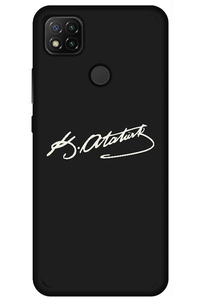 Zebana Xiaomi Redmi 9C Compatible Case Ataturk Signature Silicone Case (Printed)