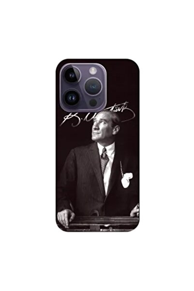 Zebana Apple iPhone 14 Pro Max Uyumlu Kılıf Mustafa Kemal Atatürk Silikon Kıl...