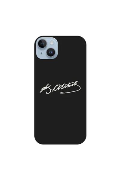 Zebana Apple iPhone 15 Uyumlu Kılıf Atatürk İmzası Silikon Kılıf (Baskılı)