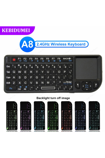 Choice1 kebidumei Russian Colorful Backlight A8 2.4G Wireless Keyboard with T...