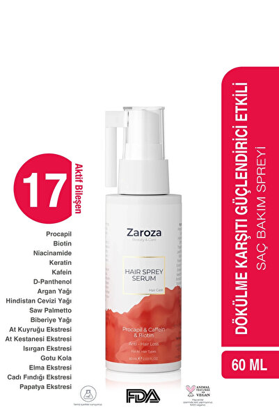 ZAROZA Saç Dökülmesine Karşı Serum Saç Spreyi - Hair Sprey Serum - 60 ml