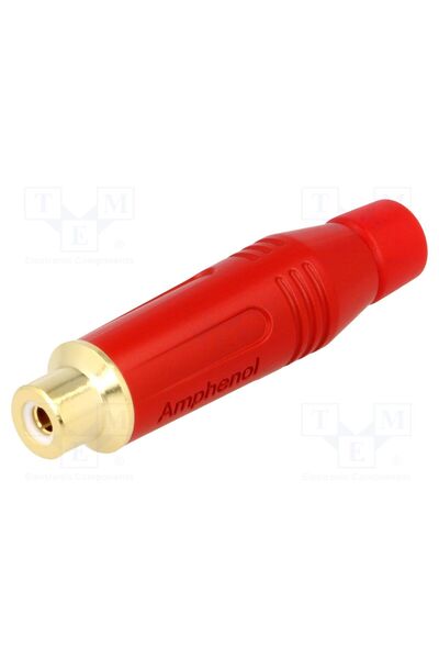 OEM Conector RCA AMPHENOL ACJR-RED, mufă, mamă, drept, lipire, roşu, aurit, p...