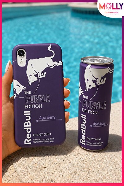 Molly iPhone XR İçin Derin Mor Redbull The Purple Edition Desenli İçi Kadife ...
