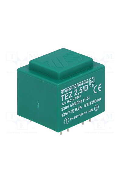 OEM Transformator încapsulat BREVE TUFVASSONS TEZ2.5/D/12V, 2,5VA, 230VAC, 12...