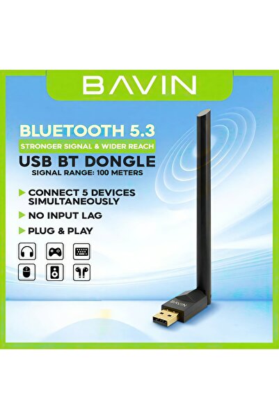 Bavin محول OTG-111 USB بتقنية بلوتوث 5.3 ونطاق لاسلكي يصل إلى 100 متر، متوافق...