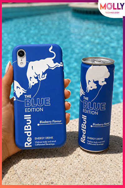 Molly iPhone XR İçin Saks Mavisi Redbull The Blue Edition Desenli İçi Kadife ...