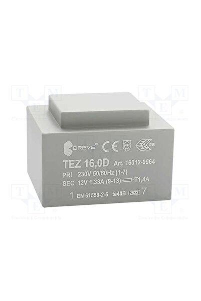 OEM Transformator încapsulat BREVE TUFVASSONS TEZ16/D/12V, 16VA, 230VAC, 12V,...