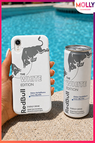 Molly iPhone XR İçin Beyaz Redbull The White Edition Desenli İçi Kadife Silik...