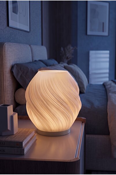 Lumense Loft Estetik Dalga Formlu Modern Dekoratif Gece Lambası ve Abajur - M...