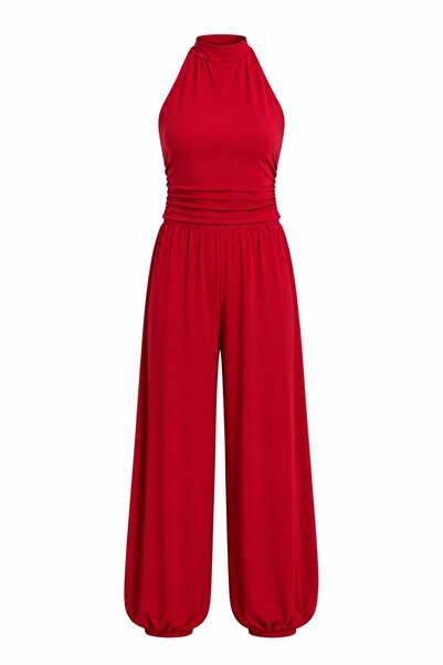 ROYAL'S AURA Halter Yaka Büzgülü Bluz Pantolon Takım