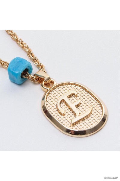 ZERO LAND Spt-Gld Plastic Beaded Twisted (43316) Letter Necklace