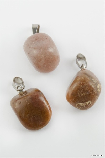 ZERO LAND Spt-Gld Jasper Natural Stone Pendant (42628) Brown Tip