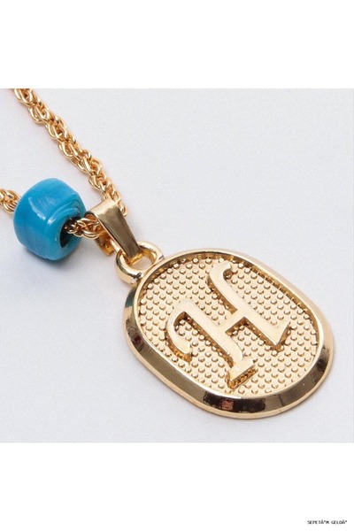 ZERO LAND Spt-Gld Plastic Beaded Twisted (43326) Letter Necklace