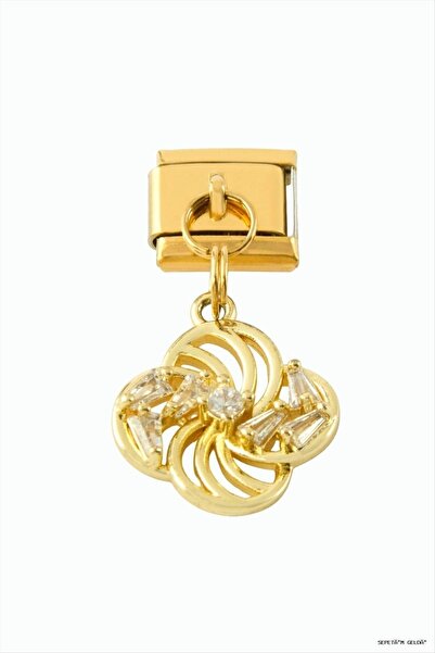 ZERO LAND Spt-Gld Flower Zircon Stone Sallatili Steel (44528) Charm Yellow