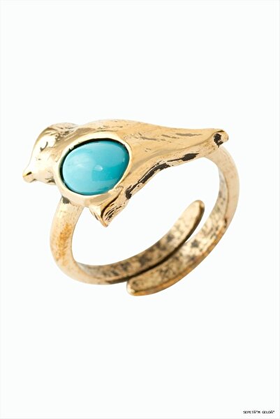 ZERO LAND Spt-Gld Bird Natural Stone Authentic (44536) Ring Turquoise