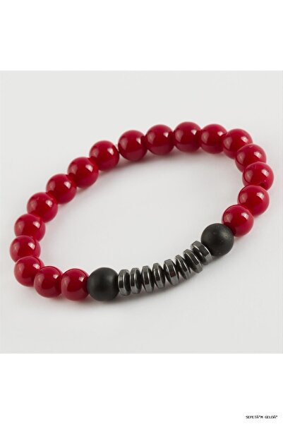 ZERO LAND Spt-Gld Ceyt Hematite Natural Stone (42917) Bracelet Red