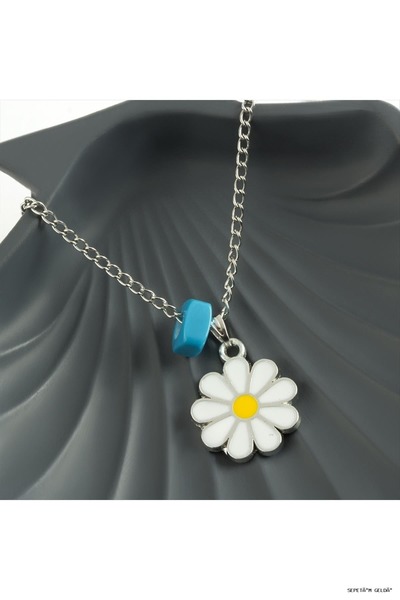 ZERO LAND Spt-Gld Daisy Enamel Necklace (42945) Silver Color