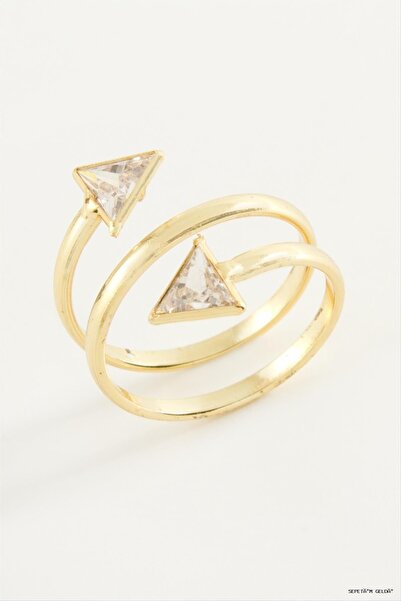 ZERO LAND Spt-Gld Triangle Zircon Stone (45603) Ring Yellow