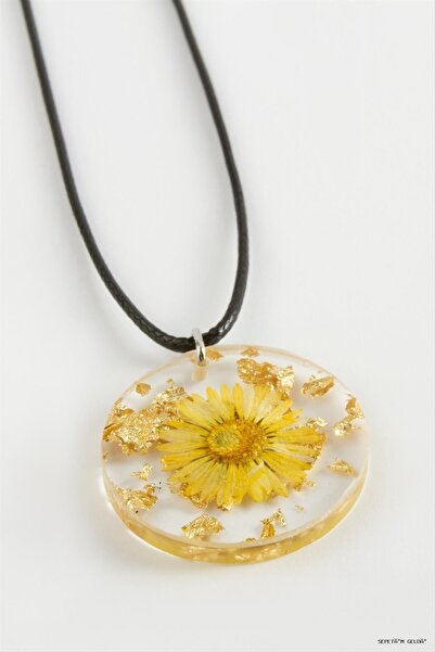 ZERO LAND Spt-Gld Daisy Epoxy (50216) Necklace Yellow