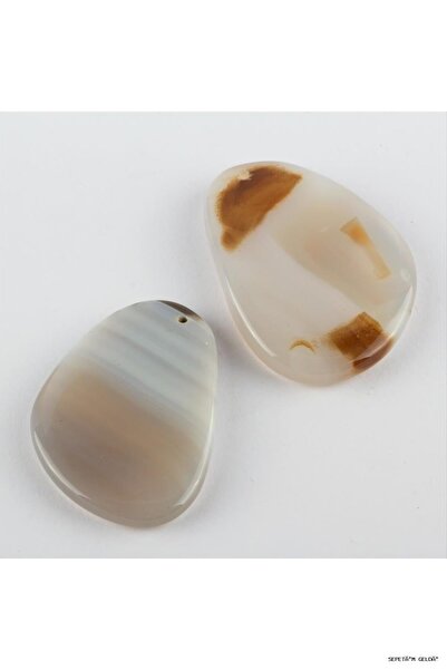 ZERO LAND Spt-Gld Special Cut Natural Stone Plate Agate Necklace (54413) Whit...