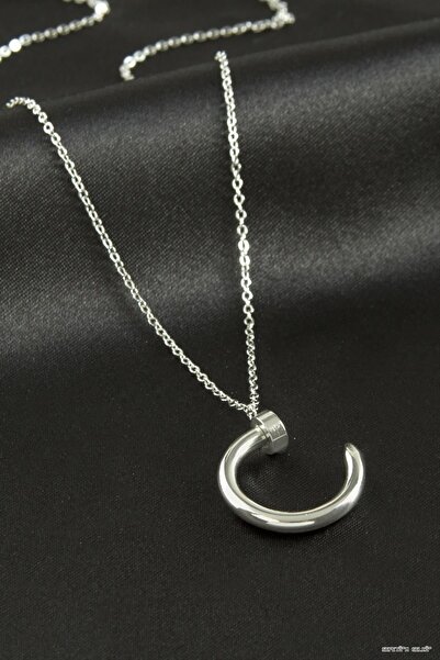 ZERO LAND Spt-Gld Nails Luxury Steel Necklace (45640) Silver Color
