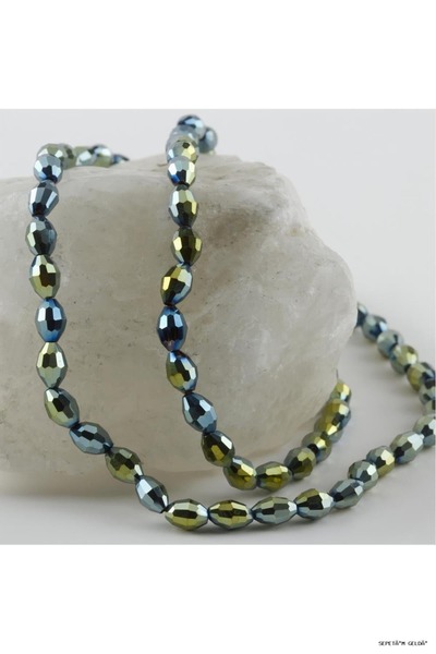 ZERO LAND Spt-Gld 6X8 mm Harp Cut Crystal (52042) Stone Green
