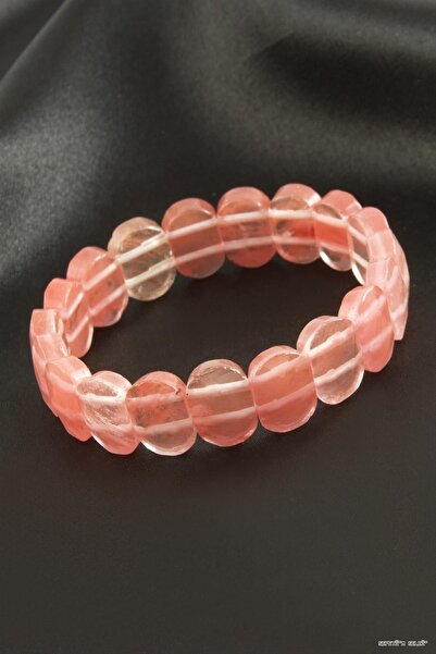 ZERO LAND Spt-Gld Oval Cut Pink Quartz (52901) Natural Stone Bracelet