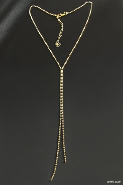 ZERO LAND Spt-Gld Double Strip Stone Steel Necklace 2 (50525) mm Yellow