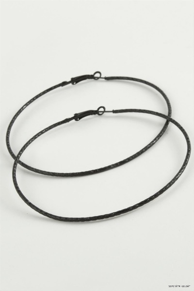 ZERO LAND Spt-Gld Striped Metal Hoop Earrings 8-9-10 cm (52650) 9 cm