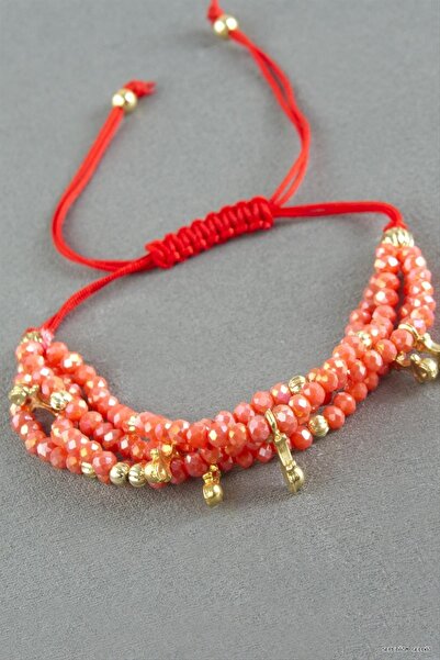 ZERO LAND Spt-Gld 4-Piece Mixed Crystal (44858) Bracelet Orange