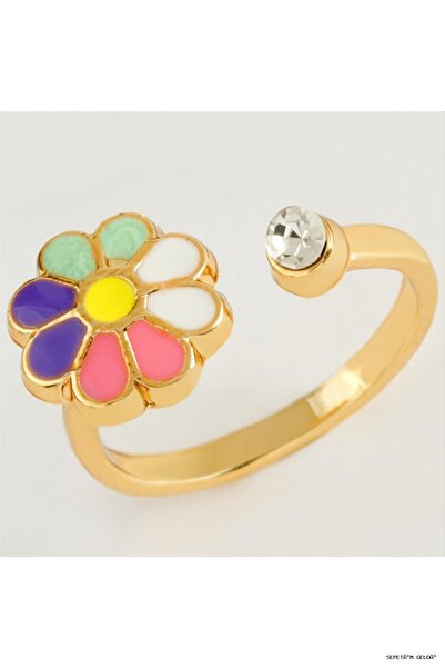 ZERO LAND Spt-Gld Daisy Enamel and Stone Joint Ring 1 (51915) Piece Yellow
