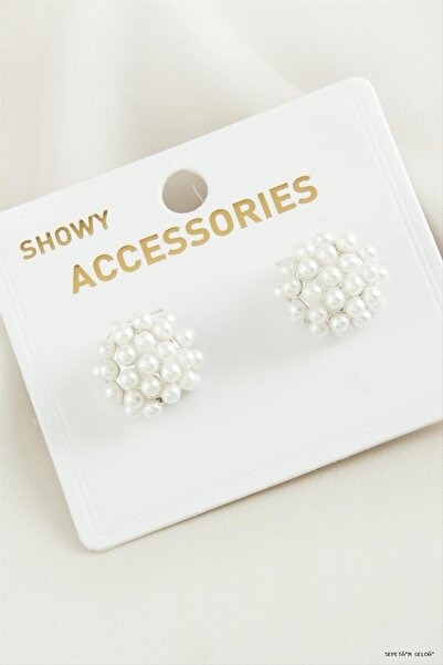 ZERO LAND Spt-Gld Flower Pearl Tr Earrings (50431) Silver Color